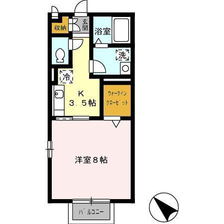 さくら館C棟(1K/1階)の間取り写真