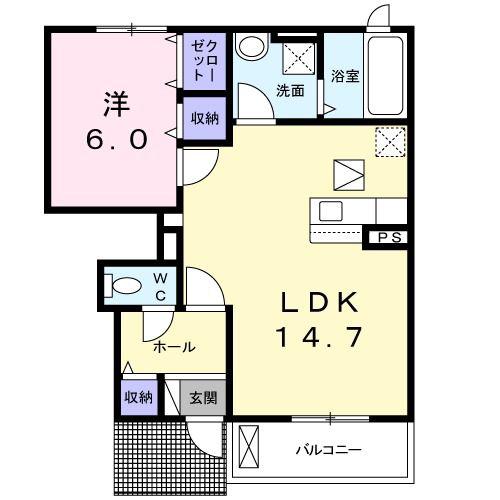 マルベリーコート(1LDK/1階)の間取り写真