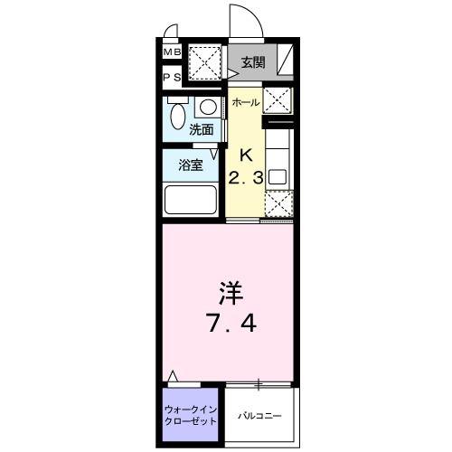 ポンドサイドK(1K/4階)の間取り写真