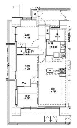 富士林プラザ15番館(3LDK/4階)の間取り写真