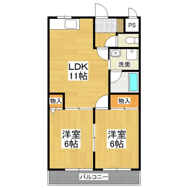 セレーニア(2LDK/2階)の間取り写真