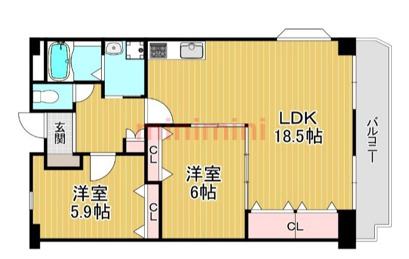 フローエンス吉田II(2LDK/3階)の間取り写真