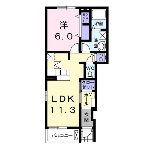 CASA・PLACIDO I(1LDK/1階)の間取り写真