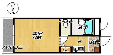 グレースコートイヌイ(1K/1階)の間取り写真