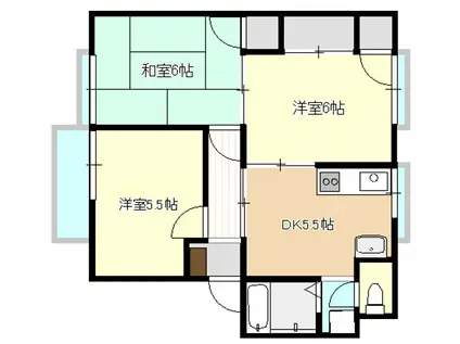 ビバライフ風呂ヶ迫C(3DK/2階)の間取り写真