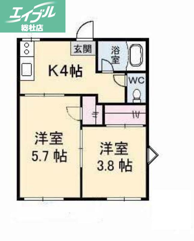 北浦コーポ(2K/1階)の間取り写真