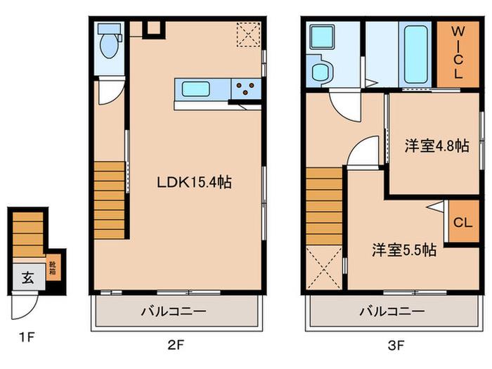 RESIDENCE城西(2LDK/2階)の間取り写真