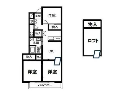 協和第2ビル(3DK/3階)の間取り写真