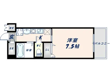 サンキャドマス近鉄長瀬駅前(1K/9階)の間取り写真