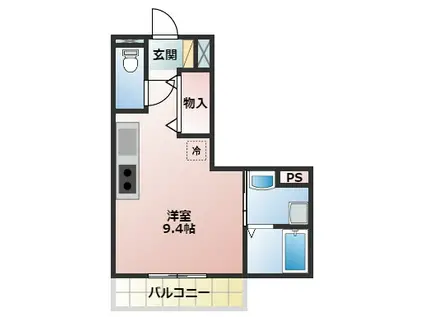 フルール恵比須(1K/3階)の間取り写真