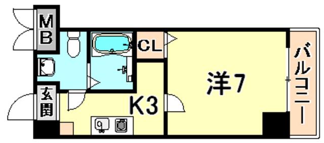 スカイヒル名谷(1K/7階)の間取り写真