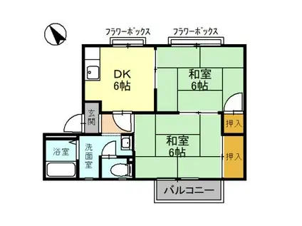 メゾンセントラルパーク(2DK/2階)の間取り写真