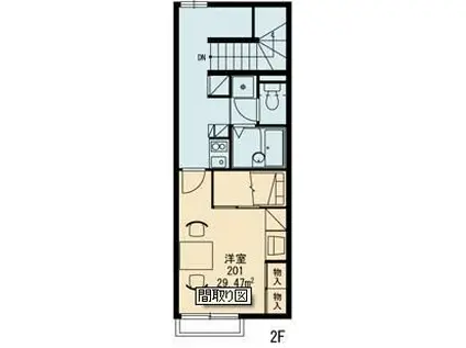 レオパレスプラシード竹丘II(1K/2階)の間取り写真