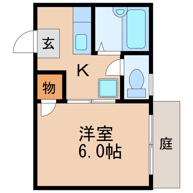 ブルーメゾン白壁(1K/1階)の間取り写真