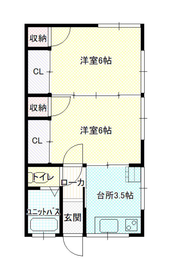 三内コーポ(2K/1階)の間取り写真