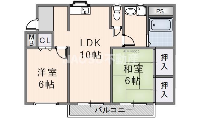 ハピネス2000(2LDK/3階)の間取り写真