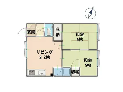 住吉ハイムA(2DK/2階)の間取り写真