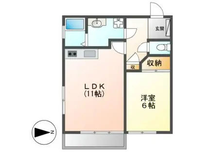 エンゼル本山(1LDK/2階)の間取り写真