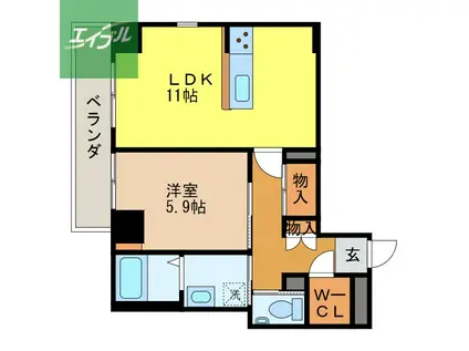 LAHAINA(1LDK/6階)の間取り写真