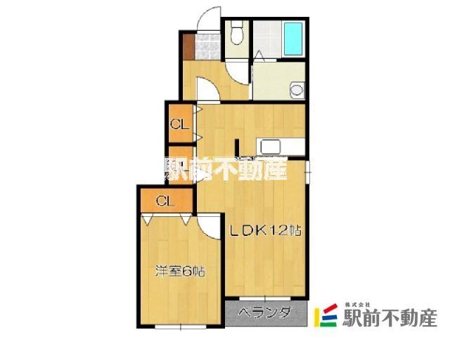 ラシーヌ大刀洗弐番館(1LDK/1階)の間取り写真