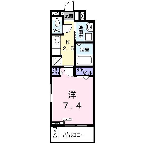 アスナロード(1K/2階)の間取り写真