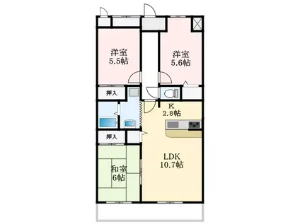 コンフォート和泉(3LDK/4階)の間取り写真
