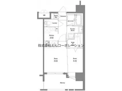 エンクレスト舞鶴II(2K/5階)の間取り写真