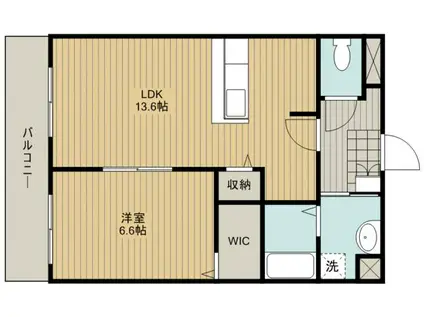 田畑ハイツそれいゆII(1LDK/2階)の間取り写真