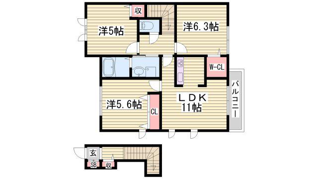 シャーメゾンハーベスト(3LDK/2階)の間取り写真