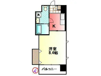 レザン ヴェルジェ(1K/6階)の間取り写真