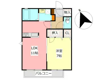 マンダリーナ (1LDK/2階)の間取り写真