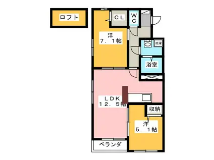 ベルファースト長泉(2LDK/3階)の間取り写真