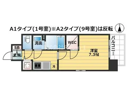 エスリード大阪城PREMIER(1K/4階)の間取り写真