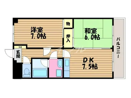 アリアE(2DK/3階)の間取り写真