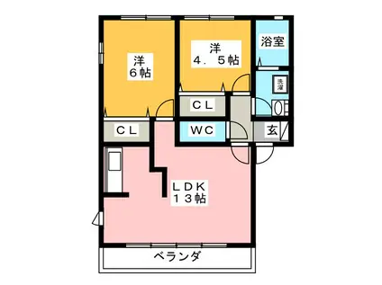 レストプレイス(2LDK/2階)の間取り写真