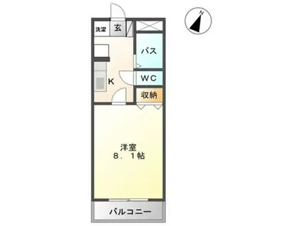 ウィンドミル・ケイ(1K/1階)の間取り写真