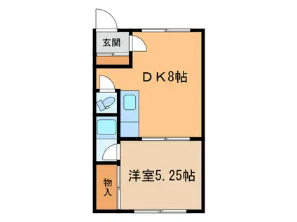 桐朋ハイツ(1DK/1階)の間取り写真