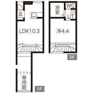 QRESTIA塩釜(1LDK/1階)の間取り写真