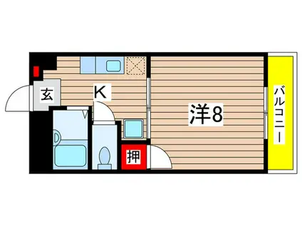 カーサビィオラ(1K/3階)の間取り写真