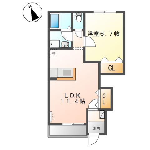 グランペシュ(1LDK/1階)の間取り写真