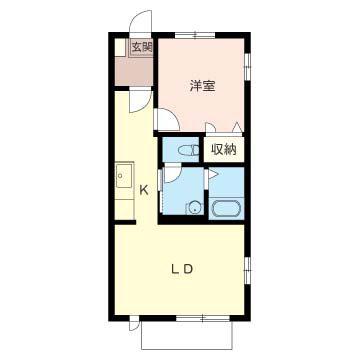 ソワールI(1LDK/1階)の間取り写真