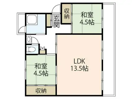 MHポート(2DK/4階)の間取り写真