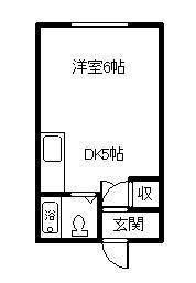 メゾン北(1DK/2階)の間取り写真