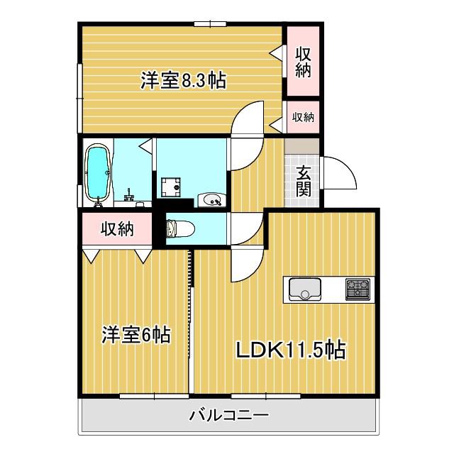 サニーハイツ平田(2LDK/2階)の間取り写真