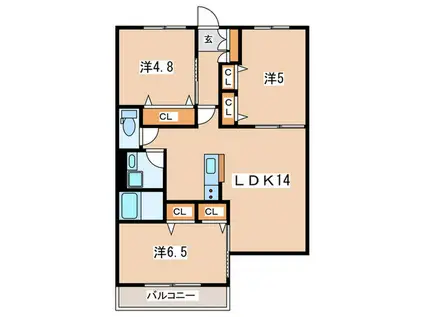 ブランメゾンA(3LDK/3階)の間取り写真