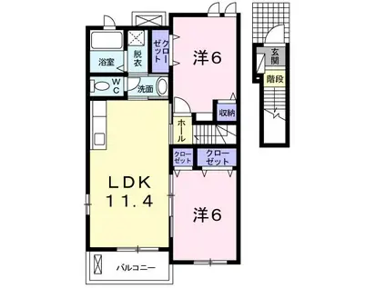 サンリットレジデンスA(2LDK/2階)の間取り写真