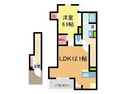 ソレイユ(1LDK/2階)の間取り写真