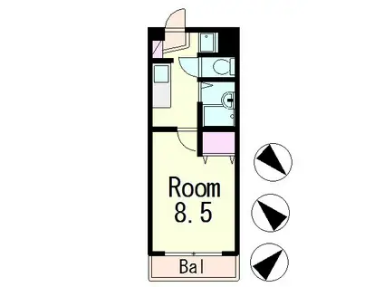 APEX FLAT R(1K/3階)の間取り写真