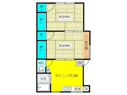 小川アパート(2DK/2階)の間取り写真