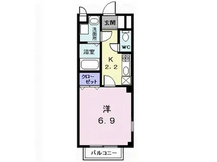 ヴィラジュ・フォンII(1K/1階)の間取り写真